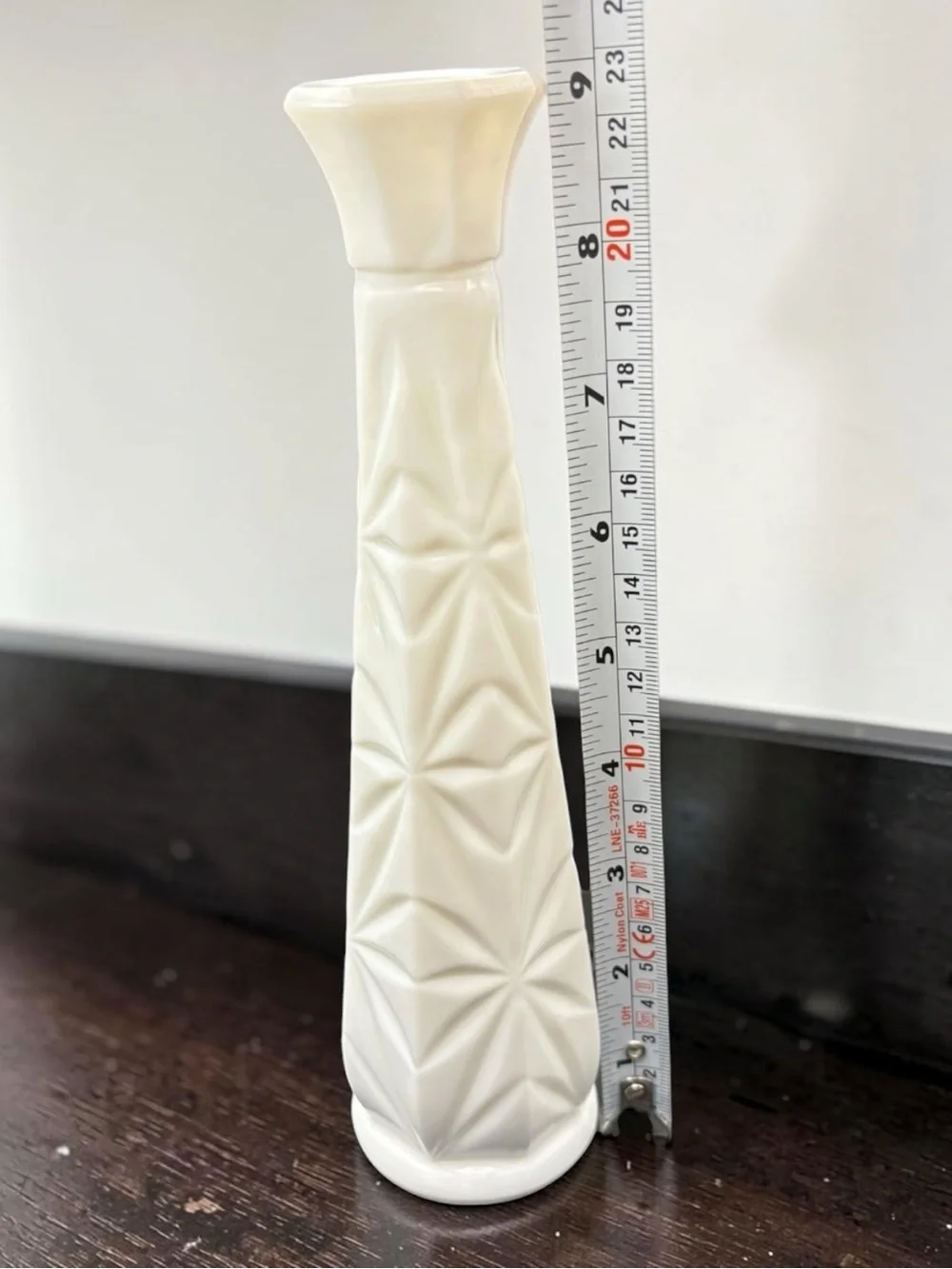 Vintage Hoosier Glass White Milk Glass 9 Inch Starburst Pattern MCM Bud Vase EUC